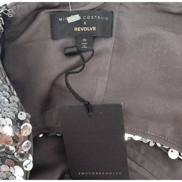 Michael Costello X Revolve Sequin Crop Top XL Strapless Disco Party Clubwear - Picture 3 of 6